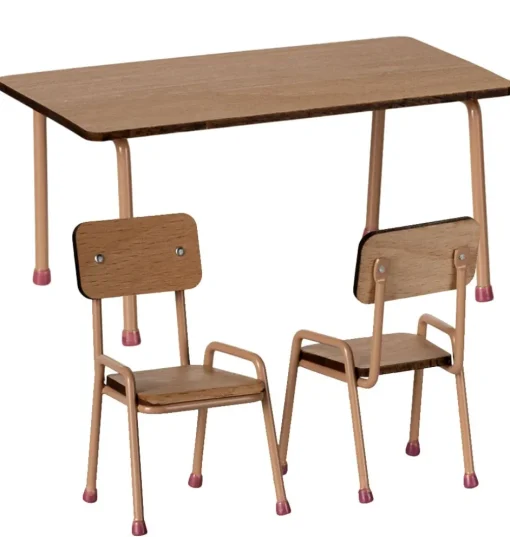 Maileg Set Tisch mit zwei Stühlen für die Mäuse / dunkles Pulver