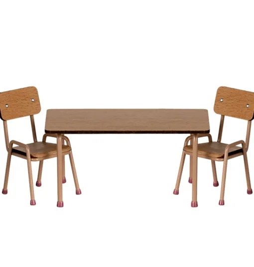 Maileg Set Tisch mit zwei Stühlen für die Mäuse / dunkles Pulver
