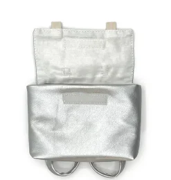 Minikane-Schultasche für die Gordi-Puppen / silbernes Kunstleder